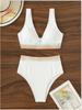 New swimsuit solid color split swimsuit women bikini high waist bikini beach vacation
