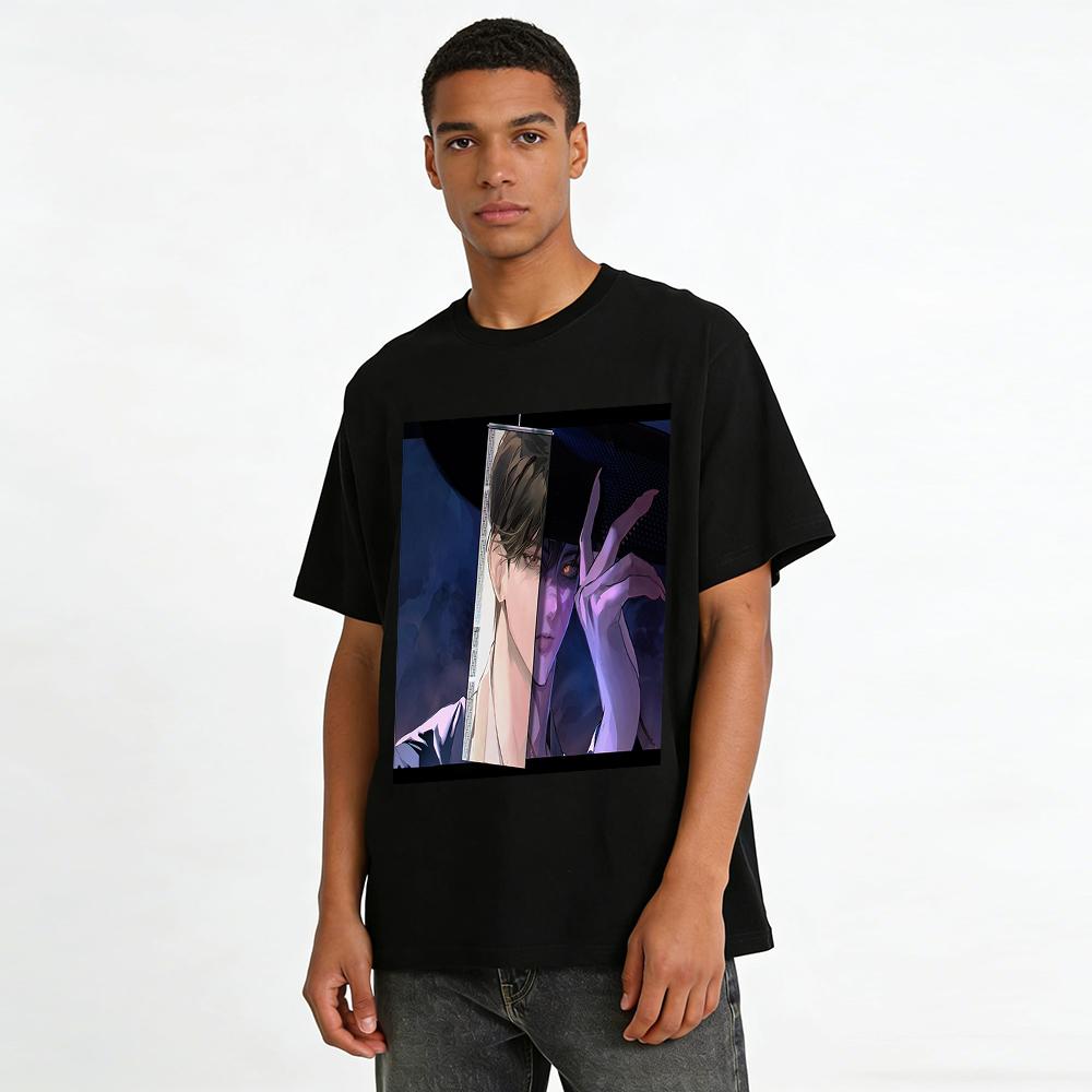Dark Style Double-sided Portrait Print T-shirt Unisex Trendy Street Loose Casual Top Pure Cotton T-shirt