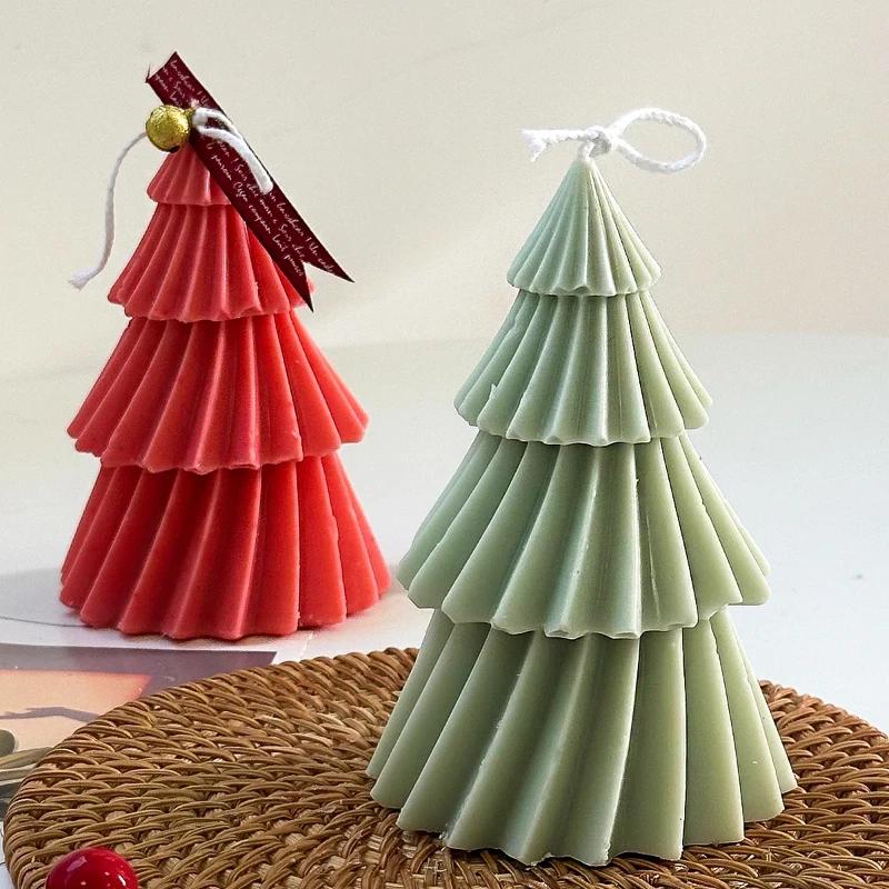 2026 Latest Models Christmas Tree Silicone Candle Mold DIY Handmade 3D Tree Shape Aromath Soap Ornaments Mold Craft Gifts Making