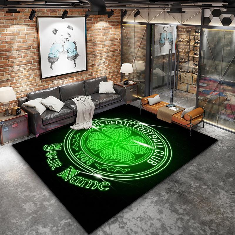 Tappeto Personalizzato con Stemma Celtic Fc per Soggiorno Camera da Letto Casa Decorazione Divano Tappetino Antiscivolo per Giochi Bambini