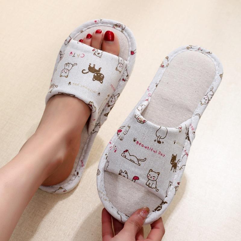 Trykte tøfler Pustende tøfler med åpne tær Komfortable innendørs fritidssko