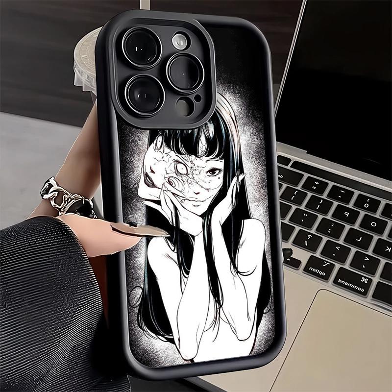 Phone Case for iPhone 17 Air 16E 15 16 Pro Max Japanese Horror Anime Cover 14 Plus 13 12 Mini Soft Shell Silicone Fundas