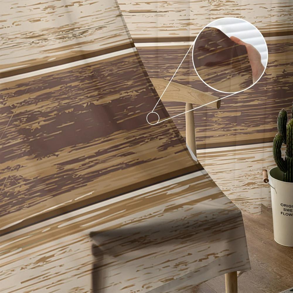 Braune Retro Holzmaserung Rustikale Durchsichtige Vorhänge für Wohnzimmerdekoration Fenstervorhang Küche Tüll Voile Organza Drapierungen