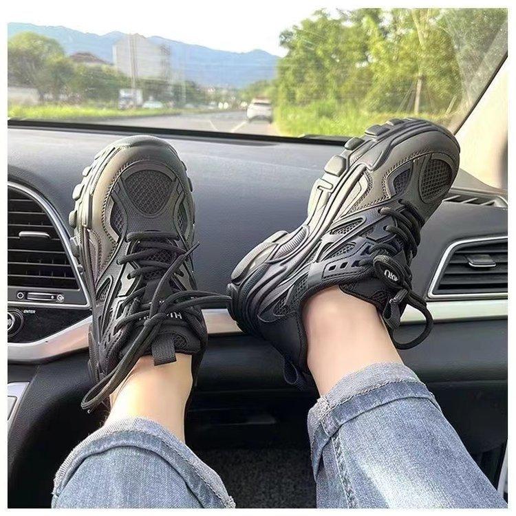 Daddy shoes women's new fashion autumn platform height increase in 2025 black shoes women's popular casual sports shoes