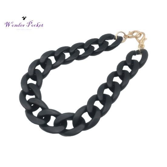 Geantă de mână acrilic mat de 60 cm, curea cu lanț, cu cârlig, cu clemă