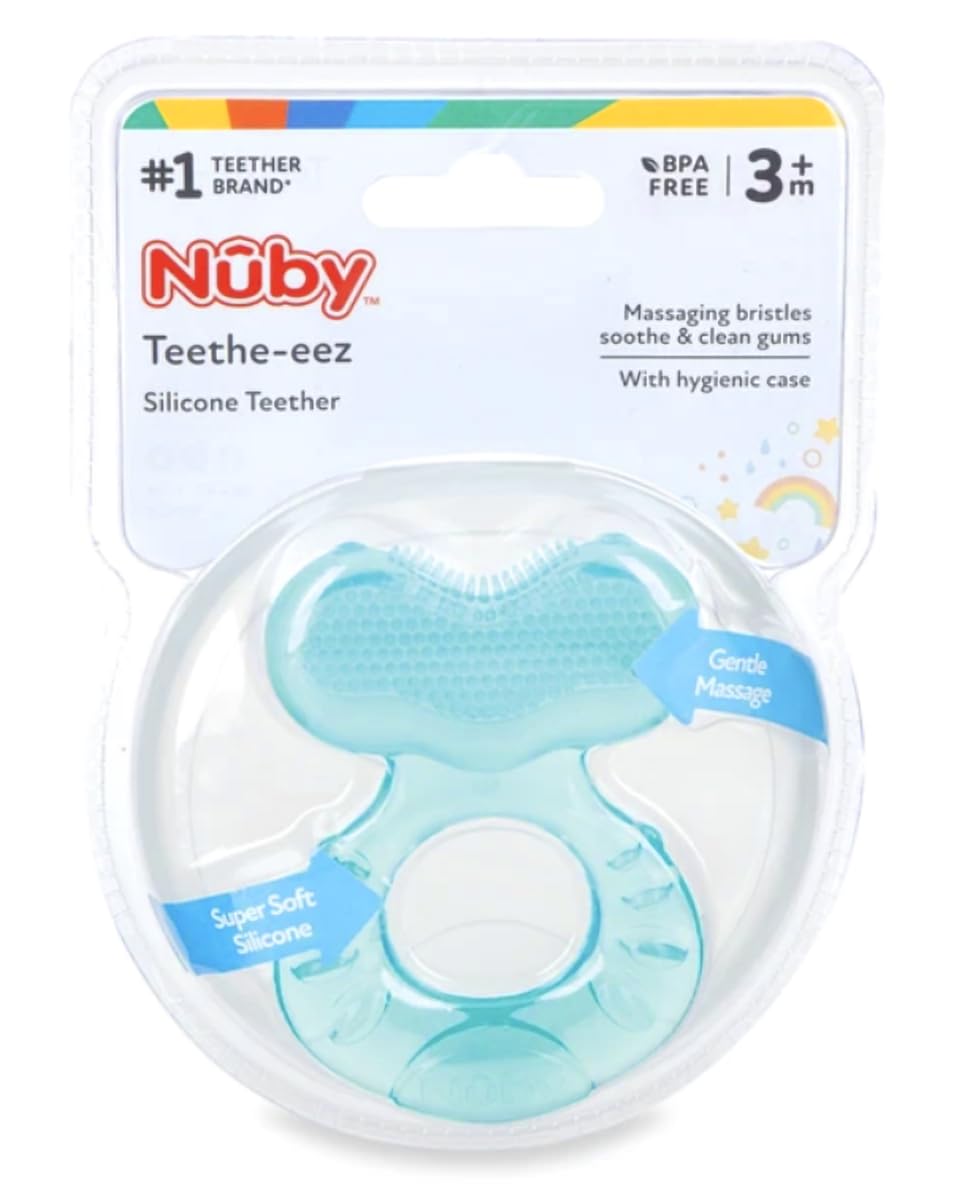 

Nuby TG Ease Подушечка для чистки десен и прорезывания зубов, силикон без БФА, синий, NU-80428
