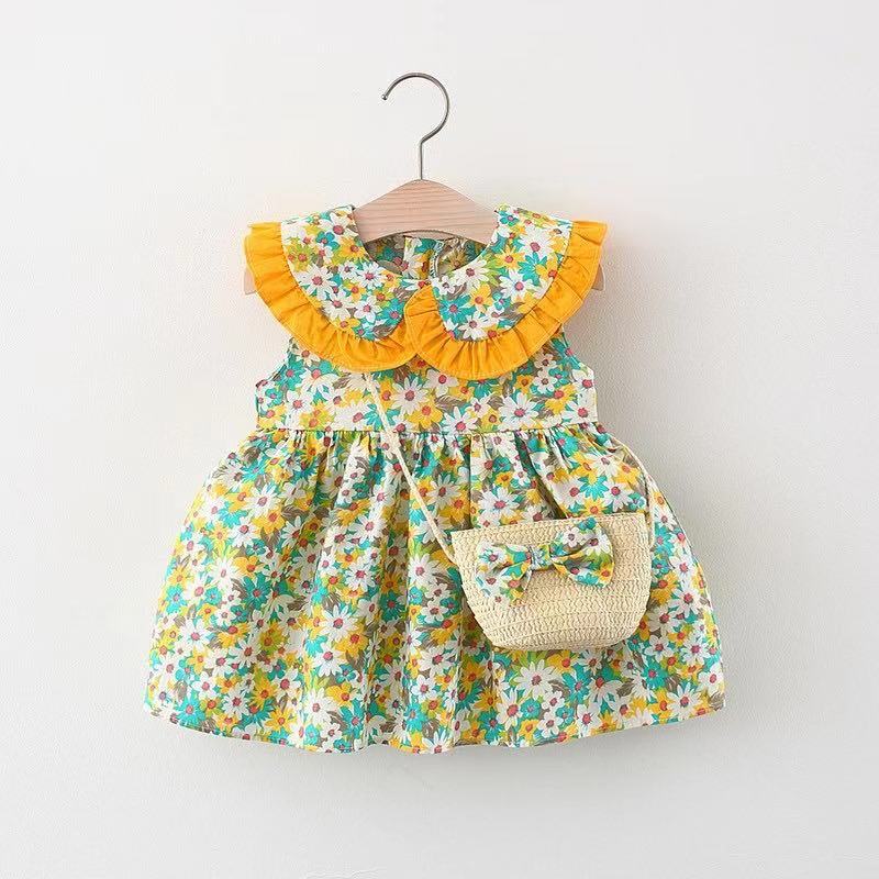 Dress Childrens Sleeveless Cute Girls Print Dress