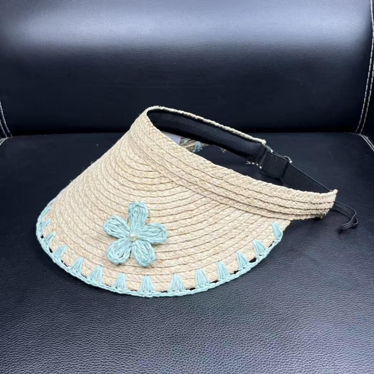 2026 New Lafite straw empty top hat children s summer big brim sun hat seaside vacation beach duck tongue M（56-58cm） орхидейный