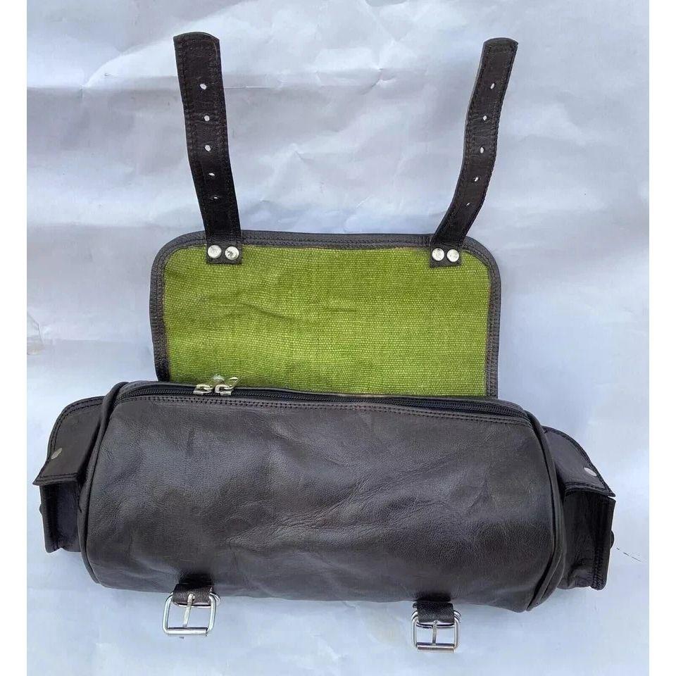 New MOTORCYCLE TOOL BAG MOTORBIKE GENUINE 100% LETAHER TOOL ROLL SADDLE BAG