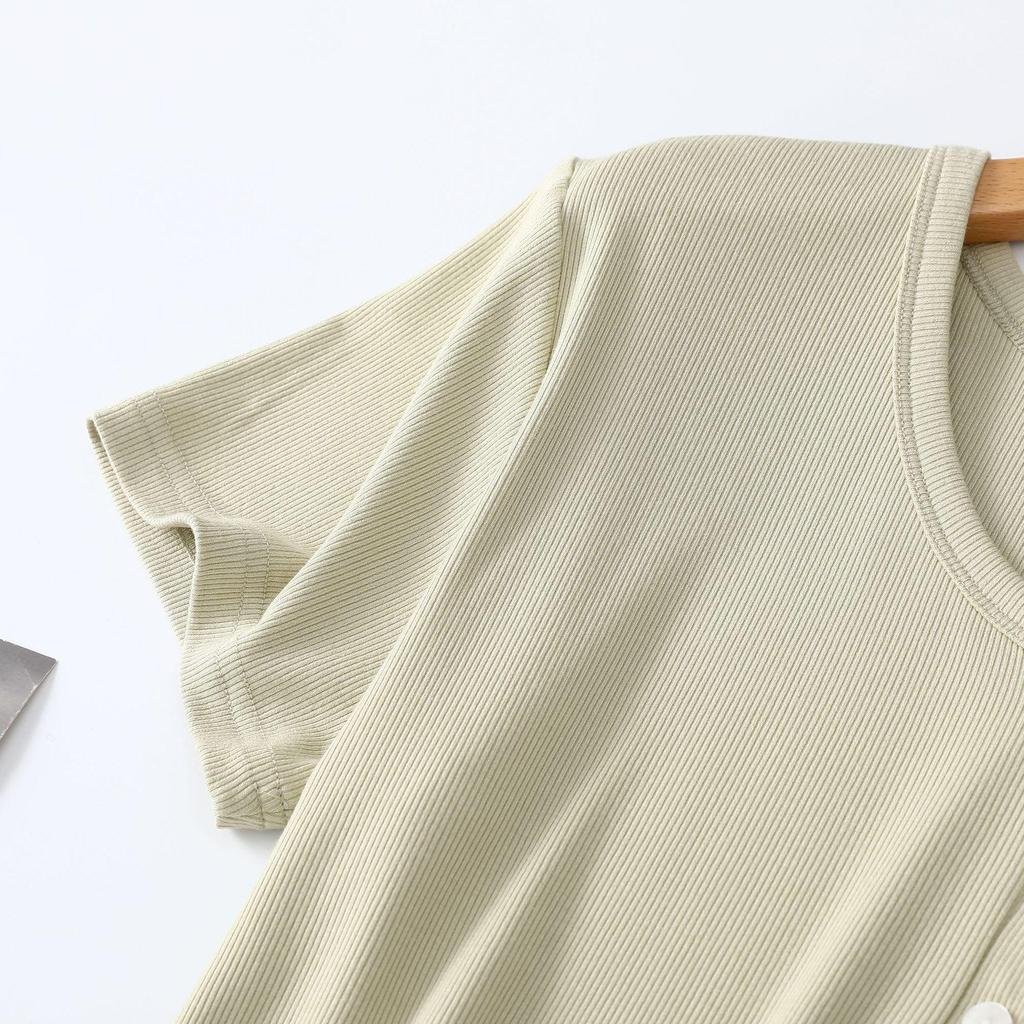 Women's Lightweight Tencel Short-Sleeve Round Neck T-Shirt - Soft, Loose-Fit, Solid Color, Summer Cool Style