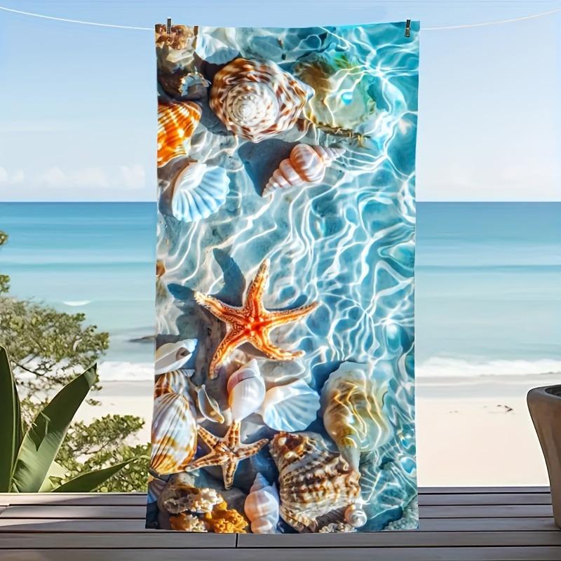 Aquarell-Farbverlauf Meerjungfrauenflosse Wellenschuppe Strandtuch Schnelltrocknend Leichtes Tuch Geeignet Für Tropische Küstenurlaubstage