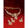 Tone Dazzling Kundan Multistrand Pearls Choker Necklace Earring & Maangtikka Set For Women