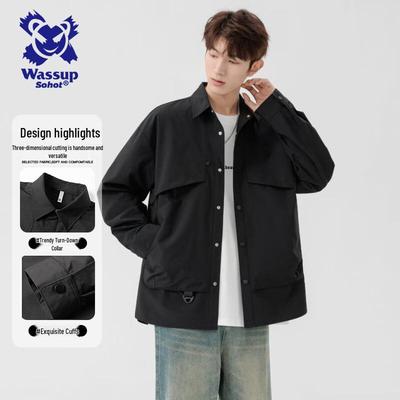 Wassup Sohot Men's Casual Lapel Shirt Jacket