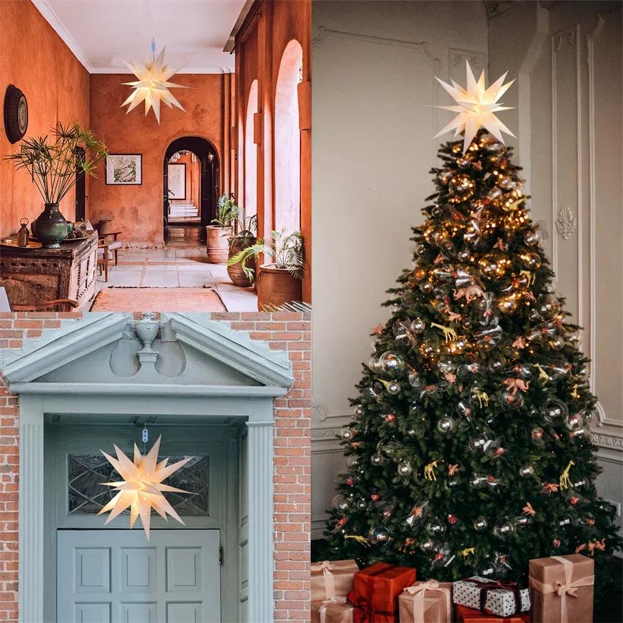 23 Inch Large 3D Moravian Star Light Christmas Moravian Star Tree Topper Hanging Garland Light Outdoor Christmas Star Light