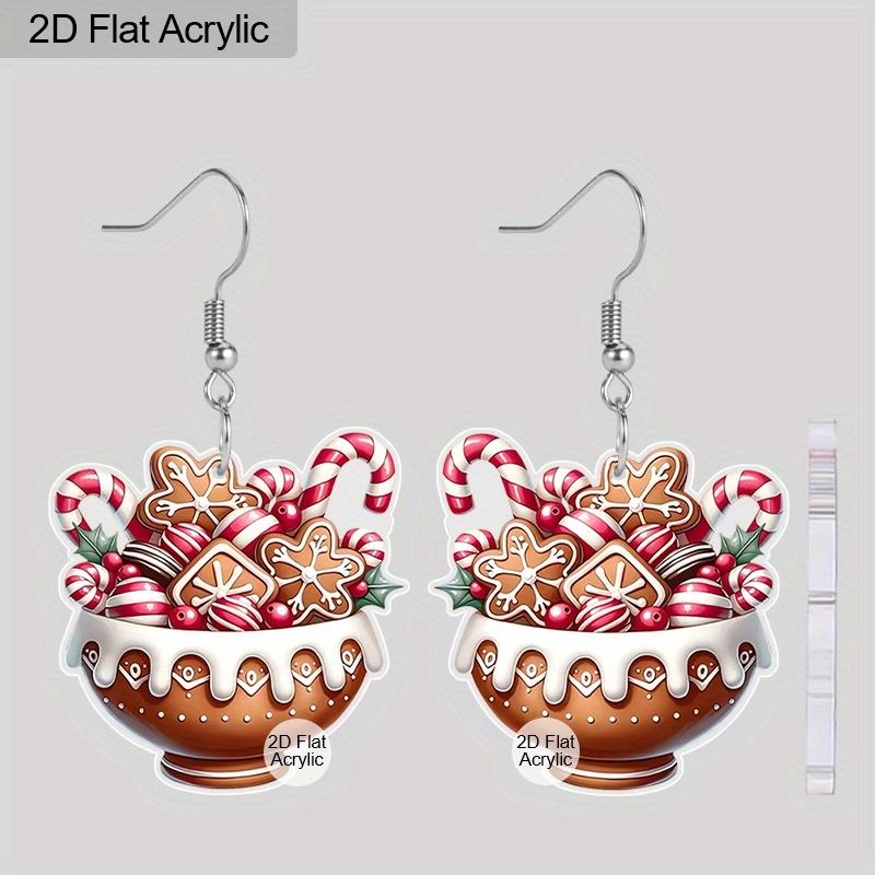 

2D Плоские Акриловые Милые Рождественские Леденцы Десертные Серьги Новинка Украшения Подвески для Женщин Праздничные Подарки Шармы
