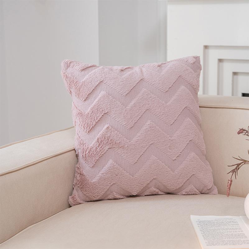 Nordic Style Large Wave Quilted Embroidery Double-sided Plush Pillow Simple Square Nap Pillow Pv Velvet Bedside Cushion Pillow