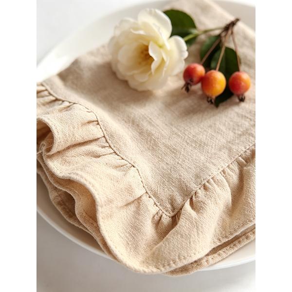 Cotton Napkins Ruffle Edge 45x45cm French Wavy Frill Washed Cloth Dinner Napkins Multiple Colors Wedding Party Table Setting Soft Washable Durable
