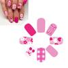 24pcs Short Square Press On Nail Glossy Colorful Flower Acrylic Nail Stick On Nail For Women And Girls DIY Manicure