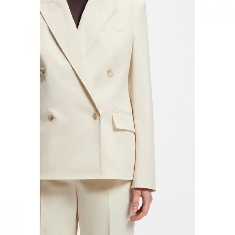 BOSS Women S Regular Fit Stretch Cotton Blazer Open White 50557428131 