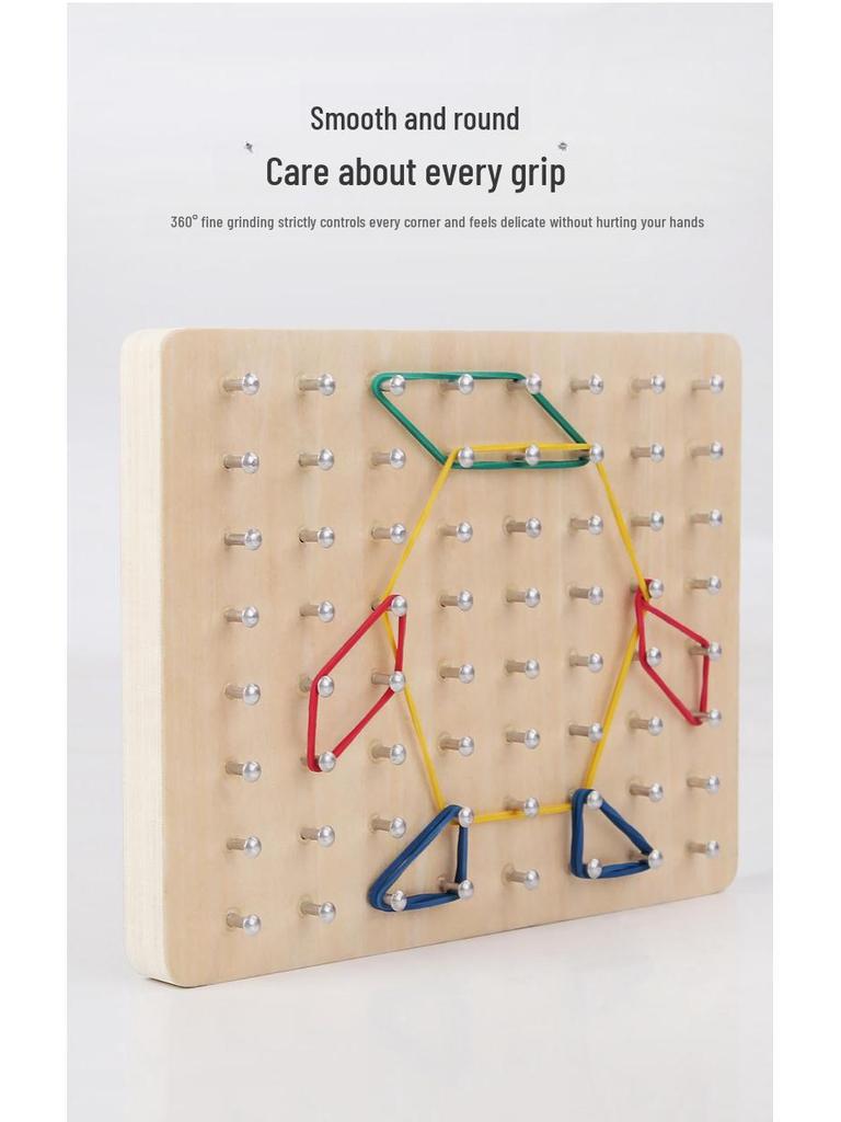 Montessori Nail Board Puzzle: Geometric Shapes & Colors Educational Toy for Early Childhood Cognitive Development.