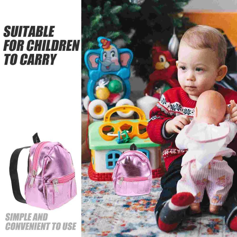 PU Glitter 18inches Doll Backpack Pink Silver Mini Knapsack Fashion Doll Backpack Children Toys