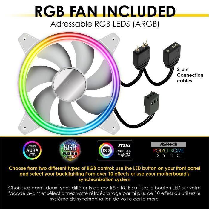 Boîtier pc gamer - empire gaming - crystal blanc - argb - moyenne tour - verre trempé