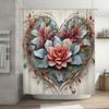 Exquisite Heart-Shaped Shower Curtain With Floral Design Perfect Bathroom Decoration For Home Or Gift