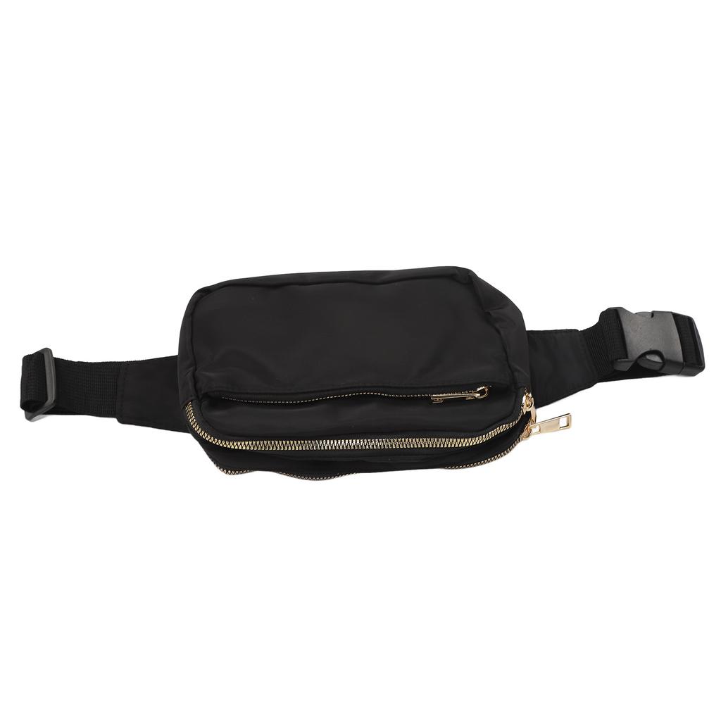 Outdoor Sports Waist Bag Black Fashionable Water Resistant Zipper Chest Messenger Bag for Hiking Black 7.1 X 5.1 X 2.2in