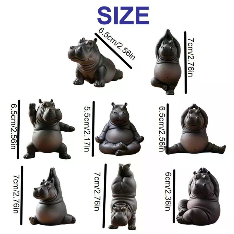 Handcrafted Yoga Master Hippo Statue Resin Hippopotamus Figurine Hippo Figurine Yoga Statue Meditation Hippopotamus For Home