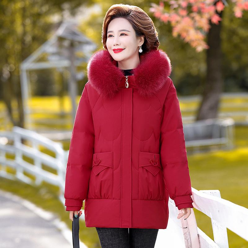 2025 Stilvolle mittellange Daunenjacke für Frauen mittleren Alters - Modisch, Übergröße, Dicke Winter-Oberbekleidung für Mütter und Großmütter