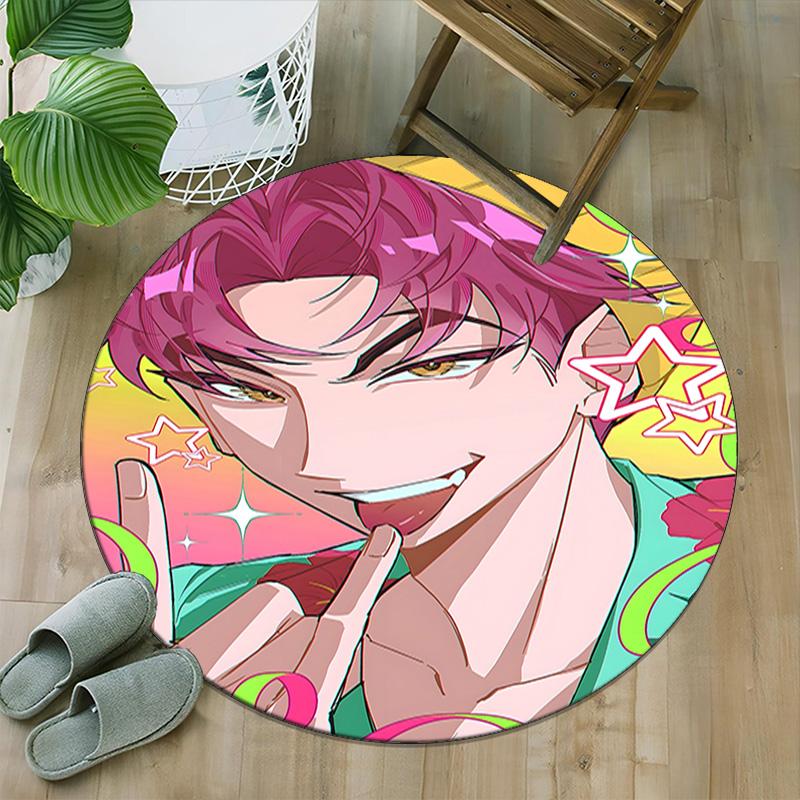 1pc KPop Demon Hunters27 Print Round Carpet Chair Round Carpet Suitable for Bedroom Living Room Home Decorative Carpet