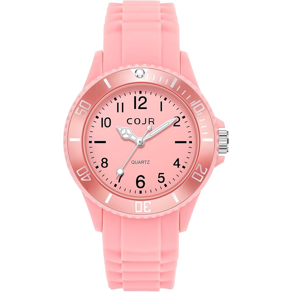 Exam Clock Analog Watch Silent Second Hand Simple Stylish 3ATM Waterproof Luminous Unisex Pink