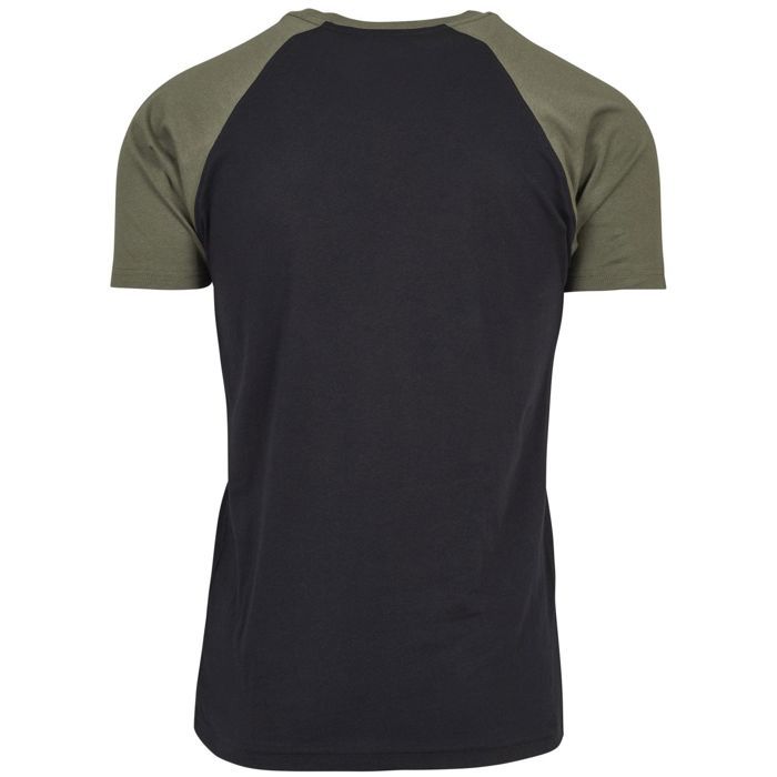 T-shirt grandes tailles - URBAN CLASSICS - Raglan Contrast - Noir/Olive - 100% Coton - Manches Courtes