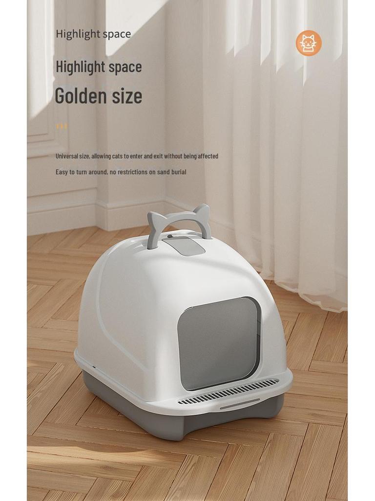 Premium Geschlossene Katzentoilette: Abnehmbare, übergroße, spritz- und geruchsresistente Katzentoilette