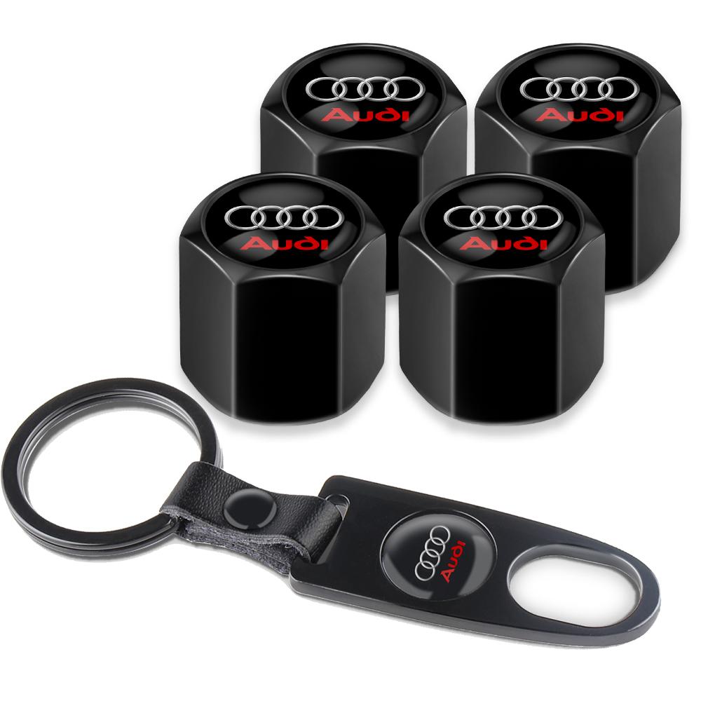3D Metal Car Wheel Tire Valve Stem Caps Tyre Valve Stem Covers For Audi A1 A3 A5 Sline Q2 A4 B8 A6 C5 Q3 8P 8V Q5 B7 B6 B9 RS Q7