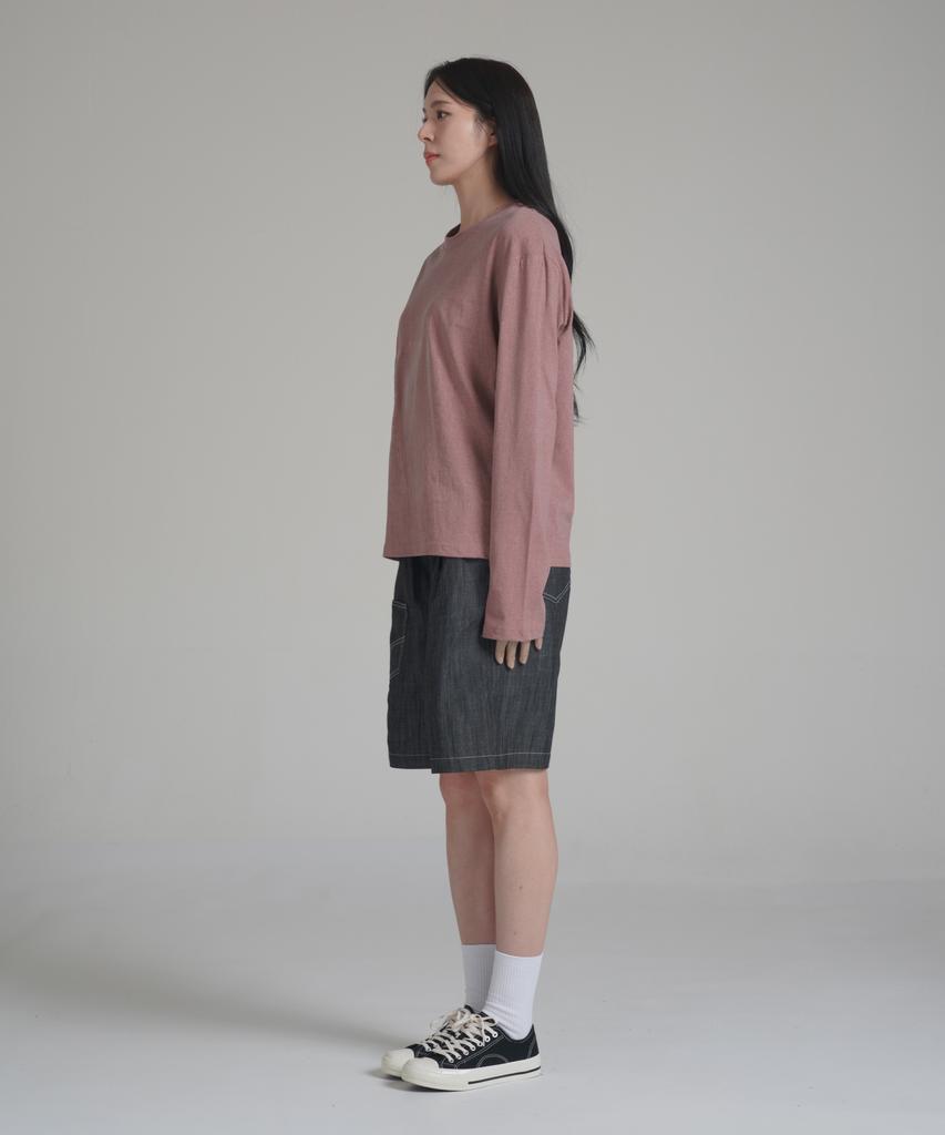 Noming Loose Fit Cropped Pigment Long Sleeve - Burgundy