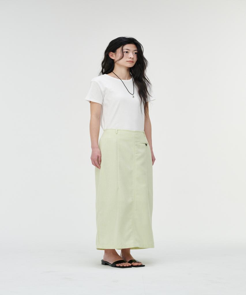 Kkalos Summer Tweed Raw-Edge Skirt, Lime