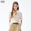 Teenie Weenie Bear Letter Stripe Polo T-Shirt for Women