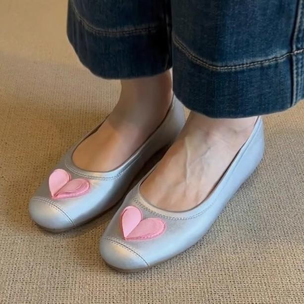 Sheep Anti-Velvet Surface Daily Commute Age Reduction One Pedal Shallow Mouth Pink Single Shoes Round Head Flat Bottom Love Grandma Shoes Casual
