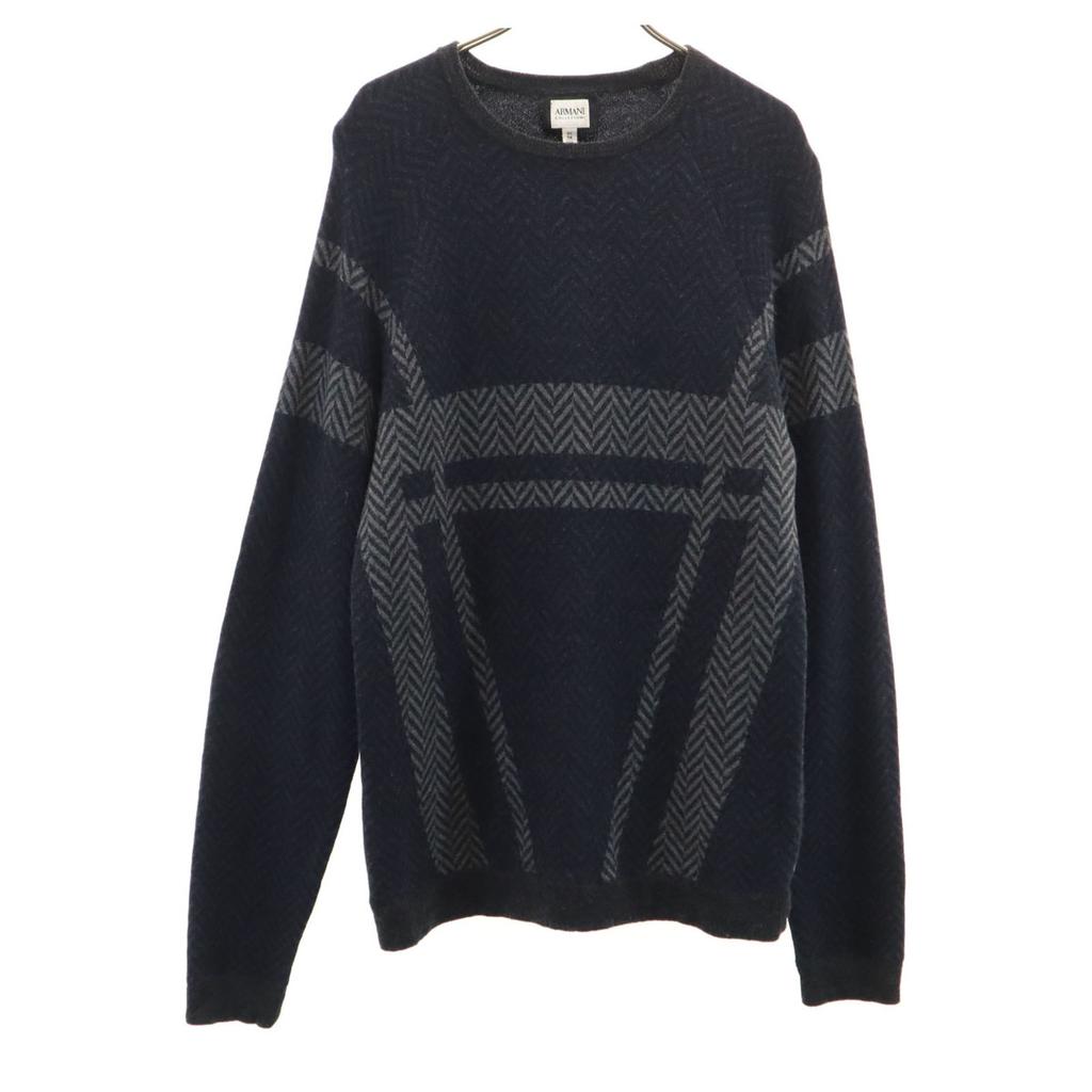 ARMANI COLLEZIONI Long sleeve sweater L Navy gray knit Men's Used