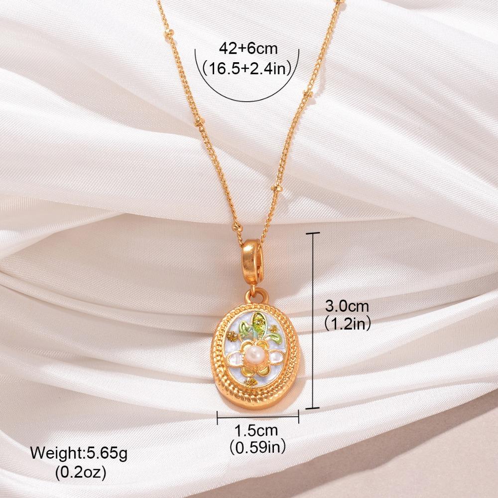 Oil Painting Chinese Style Necklace Fairy Luxury Choker Temperament Pearl Flower Necklace  Women