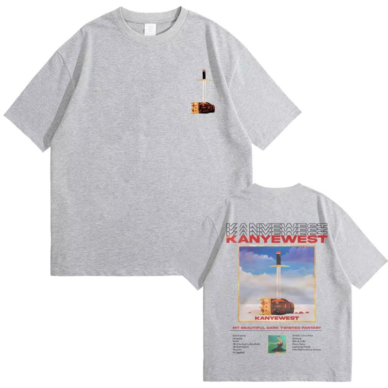 Rapper Kanye West Late My Beautiful Dark Twisted Fantasy Graphic Tshirts Unisex Hip Hop Vintage Tshirt Fashion Oversized T Shirts