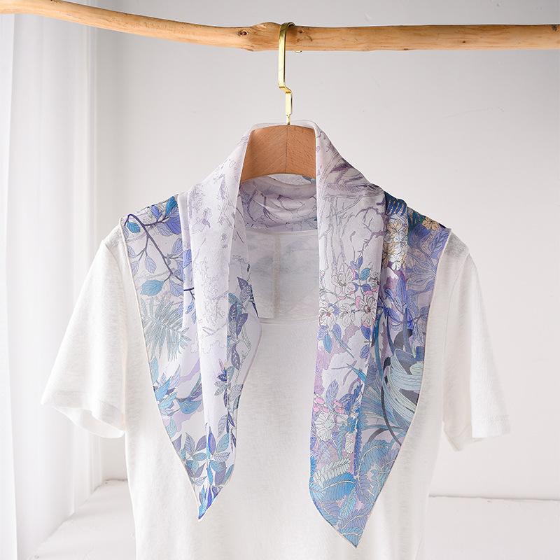 Korean version of thin georgette silk silk scarf women's travel sunscreen shawl travel square scarf headscarf wholesale