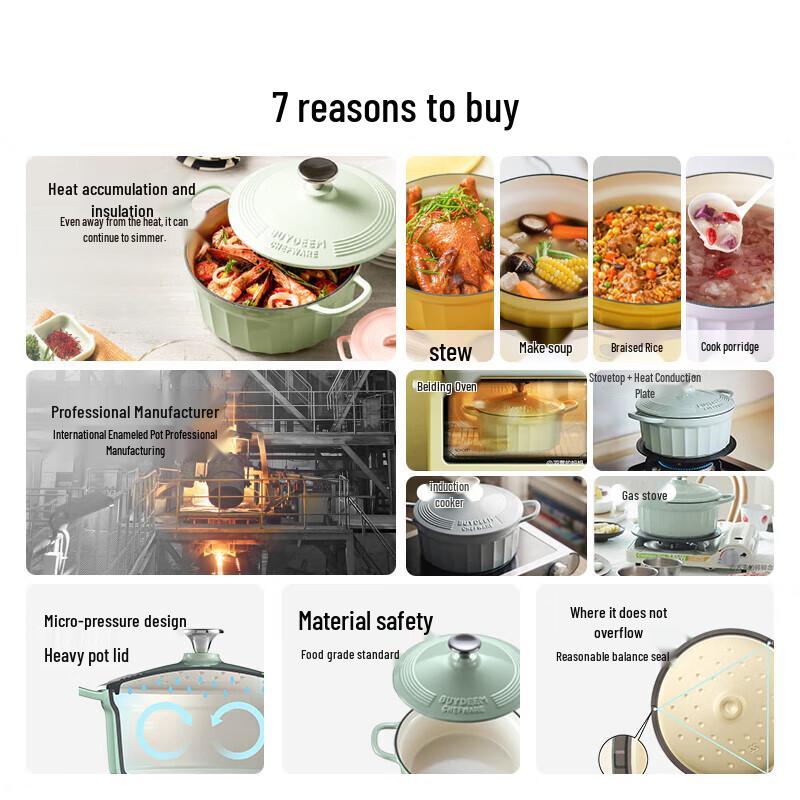 Buydeem CP521 Enamel Cast Iron Pot