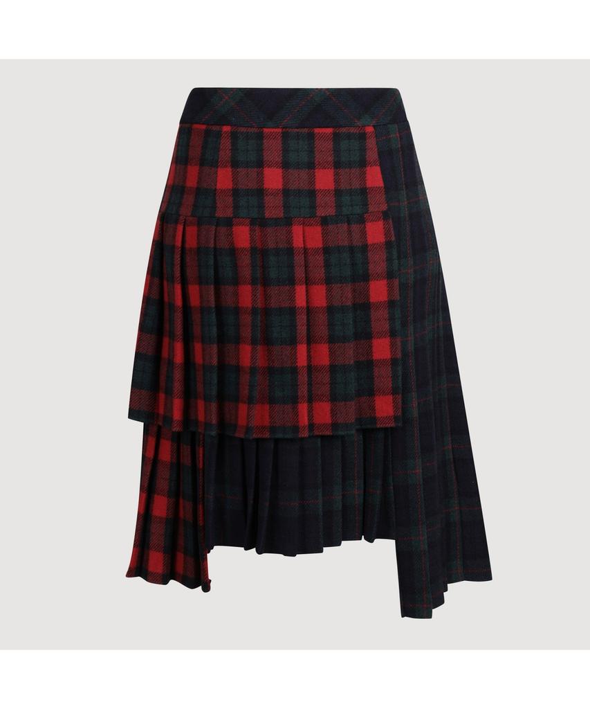 LUCKY CHOUETTE [Holiday Edition] Check Mix Pleats Long Skirt (Multi Color) Lfkas25010Xxx