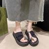 Round Head Set Toe Slip-on Metal Decoration Soft Bottom Soft Surface Thick Bottom 2024 Summer New Fashion Women's Slippers