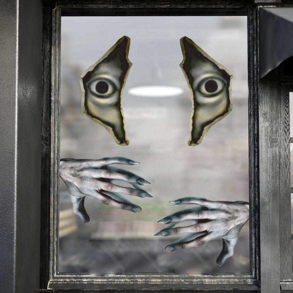 2Pcs/set DIY Skeleton Hand Decal Waterproof One-eyed Halloween Sticker  Wall Stickers