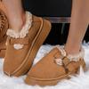 Fashion Adjustable Buckle Platform Snow Boots Women Solid Color Faux Suede Snow Boots Woman Soft Short Plush Warm Shoes Winter 2025