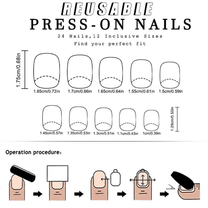 24 Pcs Flowers False Nail Solid Color Artificial Nail Glossy Full Cover Stick on Nail Short Square Press On Nail