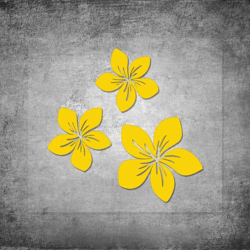 3pcs Pretty Flower Graphics Car Stickers for Rear Window Cover Scratches on Auto Bumper Body Moto Racing Helmet Blossom Decals